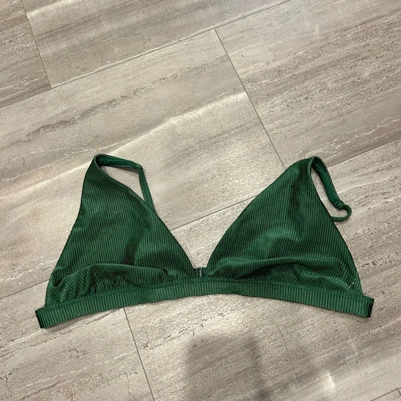 Aerie Triangle Dark  Green Bathing Suit Top - Picture 1 of 4